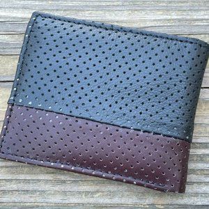 Handmade Card Holder Black/Brown Genuine Leather Bi Fold Wallet Men Purse